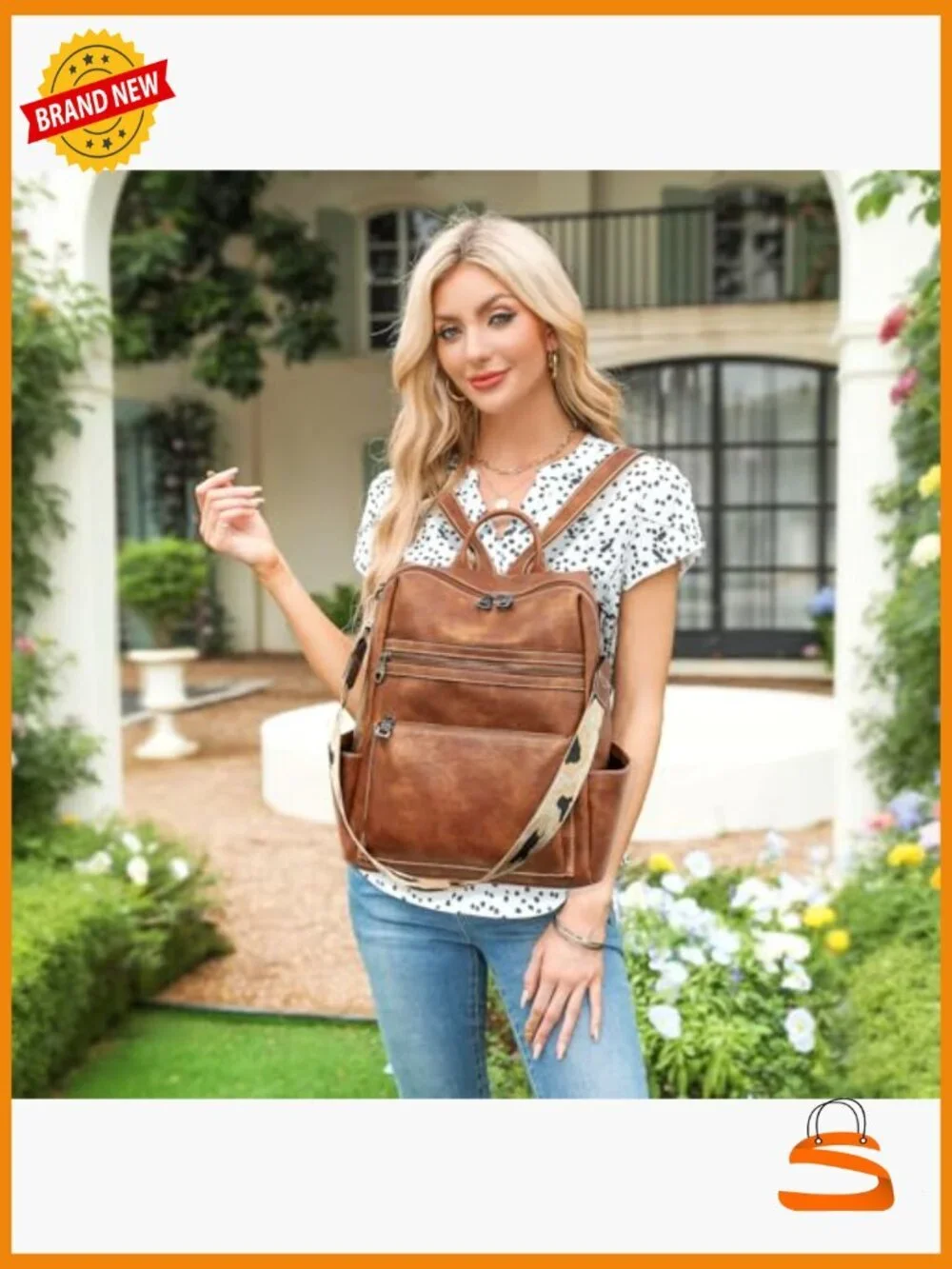 Faux Leather Backpack Purse Large Capacity Anti Theft Travel Work Handbag